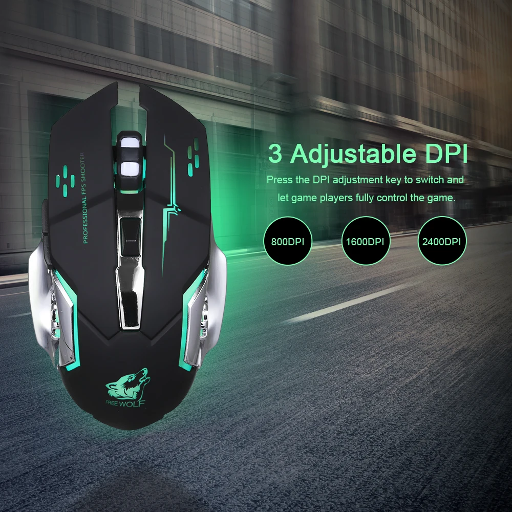 Беспроводная игровая мышь 2400 dpi регулируемая мышь dpi с 2,4G и 10 m/33ft Длинная передача бесшумные и эргономичные мыши
