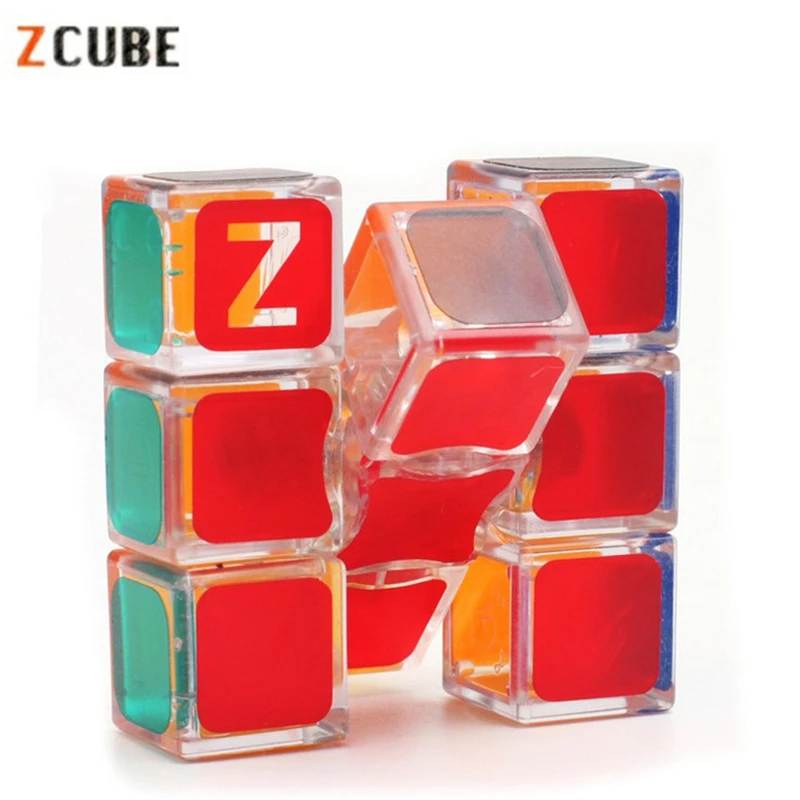 

Newest ZCUBE 133 Magic Cube 1x3x3 Floppy Magic Cube Puzzle Brain Teaser Cubes Toys For Children Kids cubo magico-Transparent Red