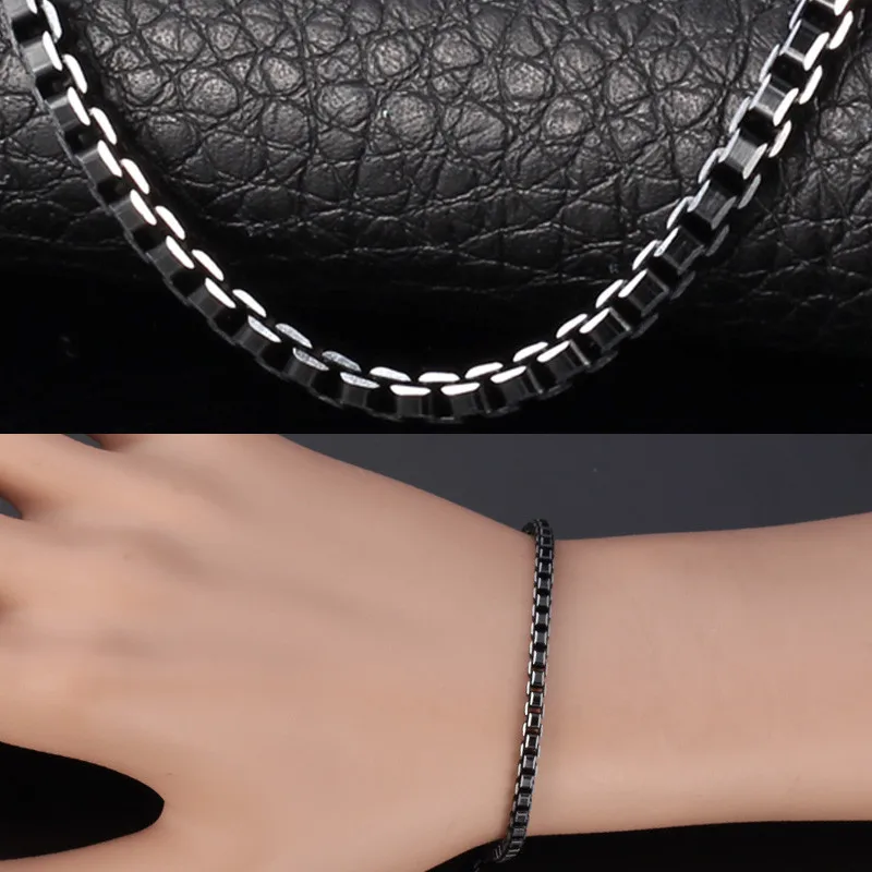 Черная коробка набор цепочек браслет мужские ювелирные изделия ожерелье из