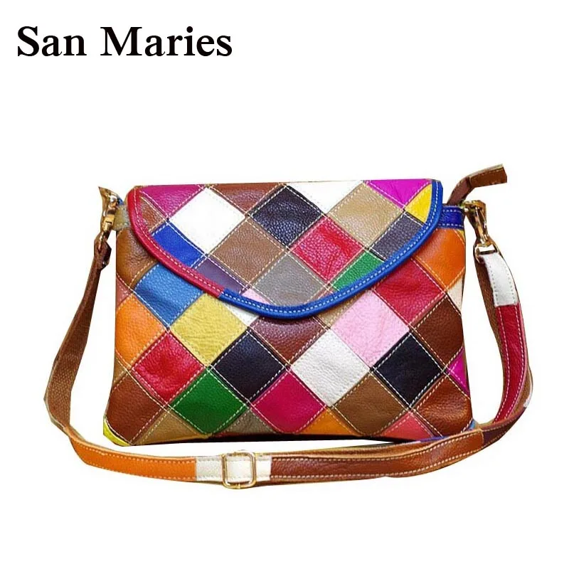 Сан Мари Для женщин Повседневное сумки Красочные Мода клетчатая сумка на плечо