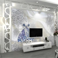 beibehang custom photo wallpaper european 3d luxury diamond goddess flower jewelry background wall papel de parede 3d para sala