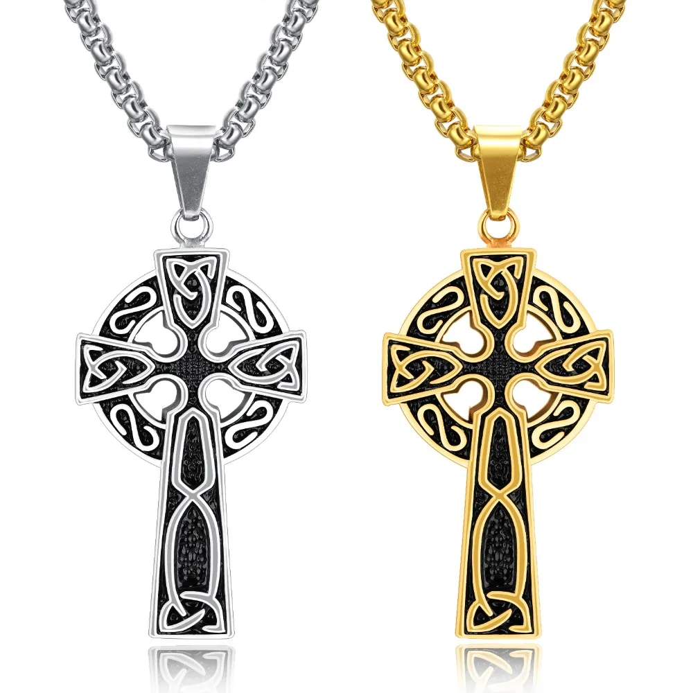 Religious Jesus Cross Design Pendant Necklaces For Man Vintage Stainless Steel Jewelry Men Gift Accessory 2 Colors GX1224 | Украшения и