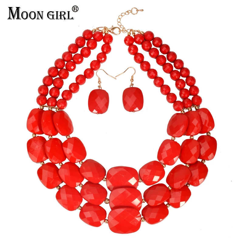 Ювелирный Комплект из колье и серёг 9 цветов в африканском стиле|jewelry wave|set bridejewelry