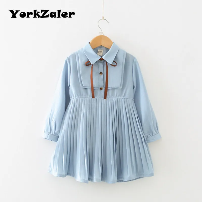 Детское шифоновое платье для девочек с длинным рукавом в складку | Детская одежда