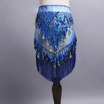 Blue Новое поступление, одежда для танца живота, аксессуары-кисточки, обертывание, эластичная сетчатая основа, женские ремни для танца живота, бахрома, набедренный шарф - Цвет: Blue