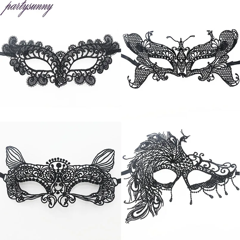 Оптовая продажа Черный красный белый цвета Кружево Маски для век Хэллоуина Обувь