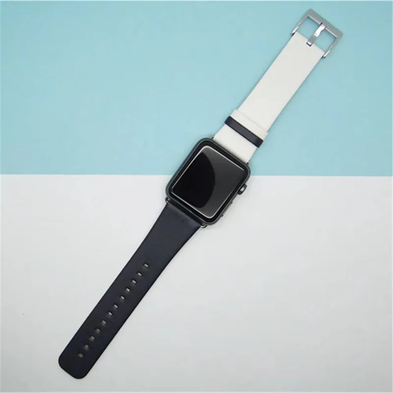 Модный двухцветный ремешок для часов для Apple Watch 38 мм 40 мм ремешок из натуральной кожи для iWatch 42 мм 44 мм Серия 1 2 3 4 браслет