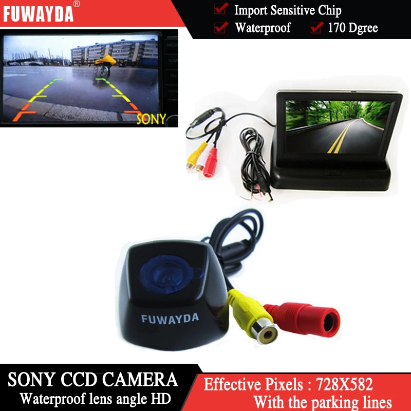 FUWAYDA Color FOR SONY CCD Car Rear View Camera for BMW X1 X3 X5 X6 + 4.3 Inch foldable LCD Monitor WATERPROOF HD