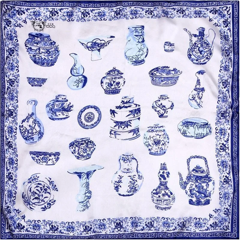 LING / фарфор печать площади шелковый шарф женский ladies scarf，женщина любимая