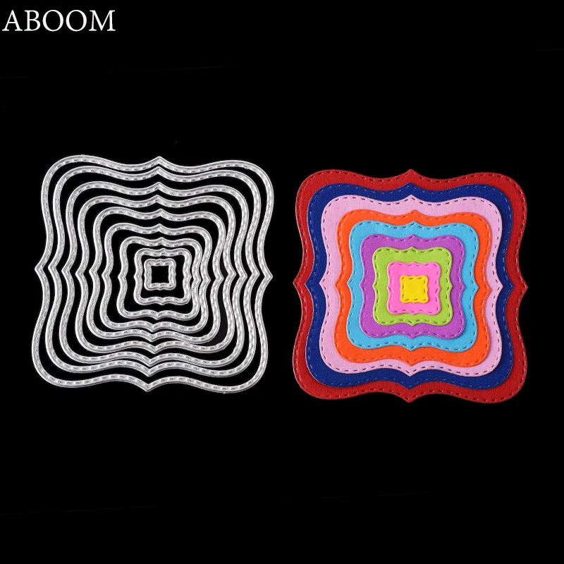 ABOOM 9 шт./компл. нерегулярные квадратные трафареты для резки металла DIY альбом