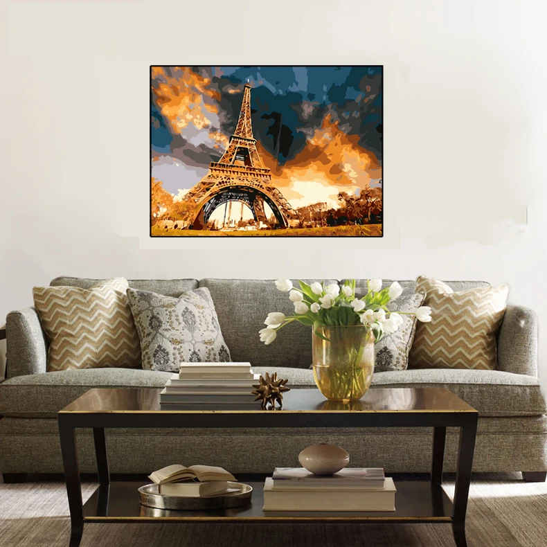 PHKV Abstract Landscape Storm Tower Picture Diy Oil Painting By Numbers Kits Wall Art Home Decor Acrylic Paint On Canvas | Дом и сад