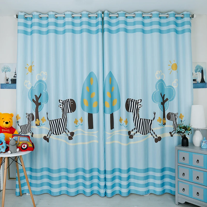

Custom Window Curtains for Living Room Bedroom Nursery Kids Children Room Window Tulle Sheer Drapes Blue Trees Horses Pony
