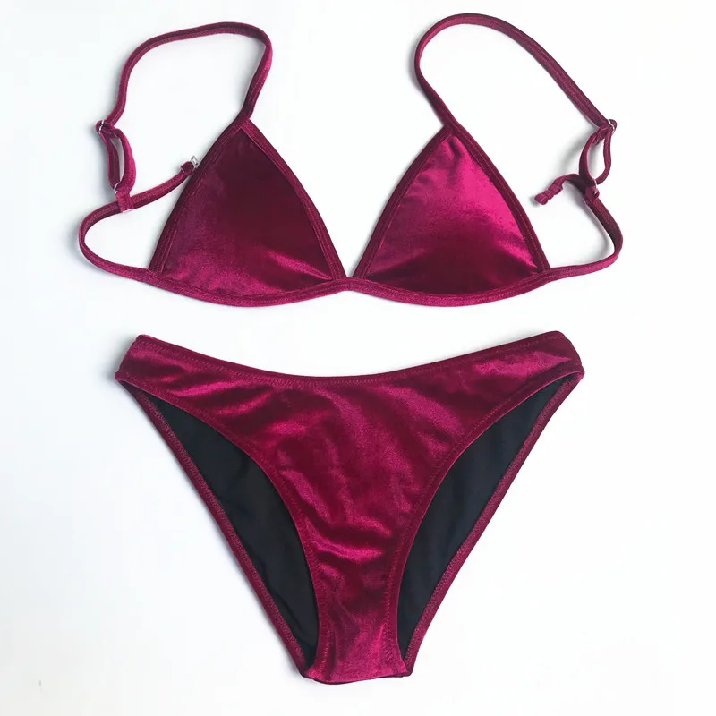 

Cikini Velvet Bikini Set 2018 Women Swimsuit Monokini Bodysuit Swimming Suit Bathing Suits Swim Halter Swimwear