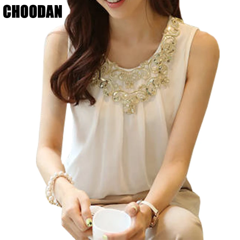 Женская шифоновая блузка без рукавов с блестками и вышивкой большие размеры 5XL 6XL