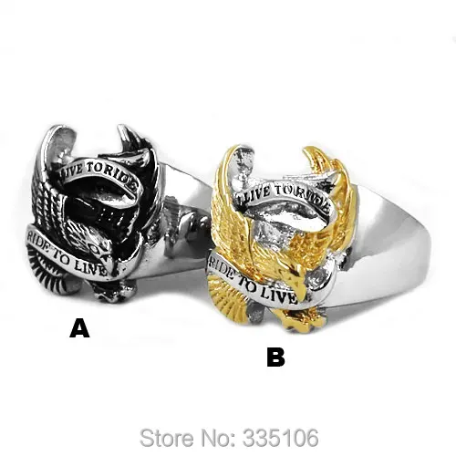 Оптовая продажа Live ездить орел Байкер кольцо Кольца из нержавейки ювелирные