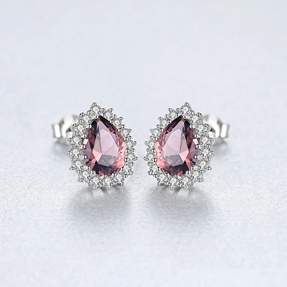 Настоящее 925 пробы Серебряные Серьги капли воды нано Изумруд Серьги-гвоздики с