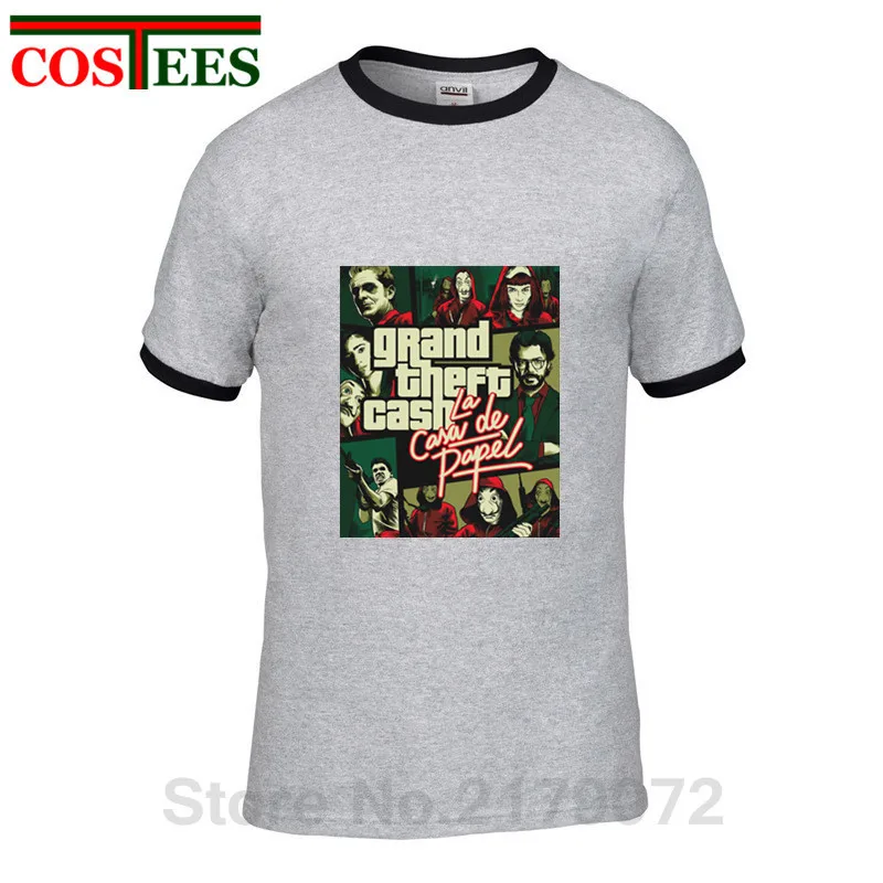 Футболка Camiseta Grand Theft Cash GTA забавная футболка для мужчин с банкнотами Bella Ciao homme House