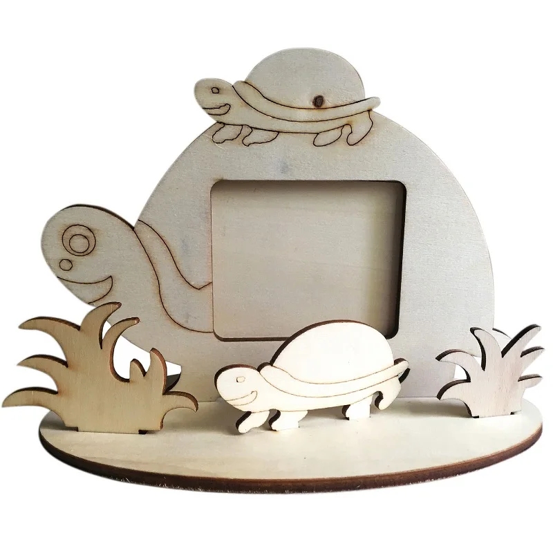 Tortoise DIY деревянные, с животными из мультиков фоторамка пчела Жираф картина рамка украшение, арт-поделка для дома ребенок душ день рождения поставка - Цвет: Tortoise
