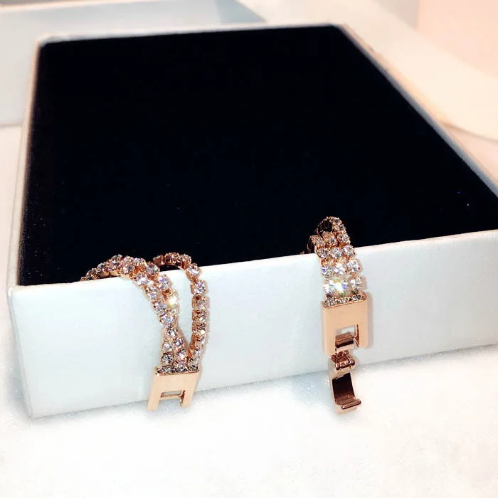 Full Rhinestone Bracelets For Women Bijoux Gold-color Chain New Fashion Jewelry Fine Gift | Украшения и аксессуары