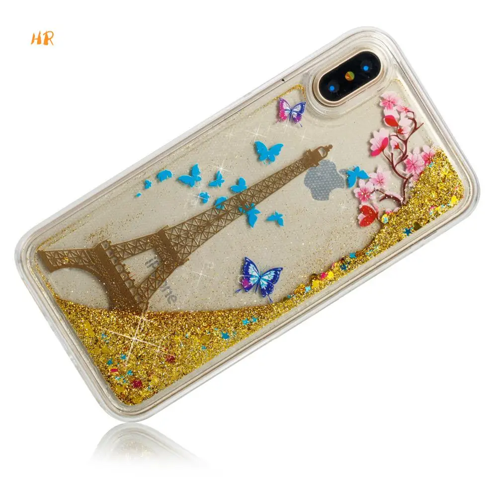 Блеск плавающей Quicksand чехол для iPhone 4s 5 5S SE 6G 6s 7 8 X TPU течет жидкость Прозрачный плюс