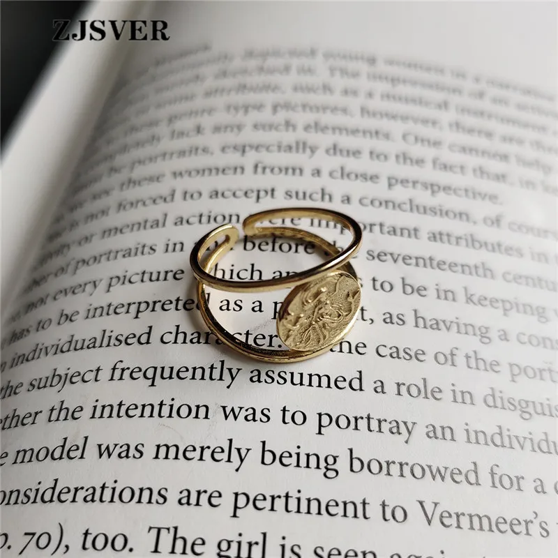 ZJSVER корейские ювелирные изделия 925 пробы серебряные кольца золотого цвета Ретро