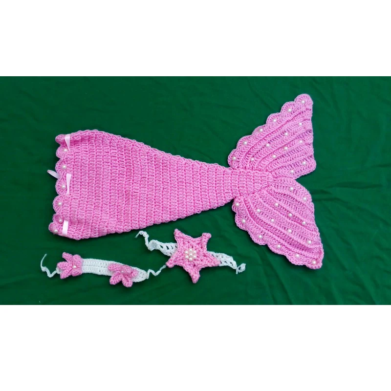 Вязаный костюм русалки и жемчуга для новорожденных девочек от AliExpress WW