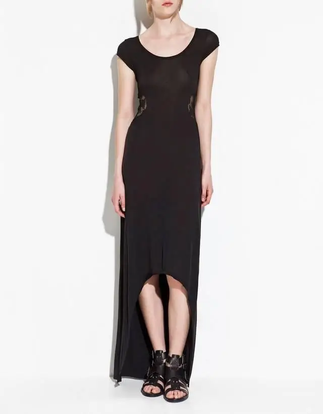 2013 New Ladies' black sexy waist lace hollow out Trumpet Tight Dresses Vintage cutout short front long back Party Evening dress | Женская