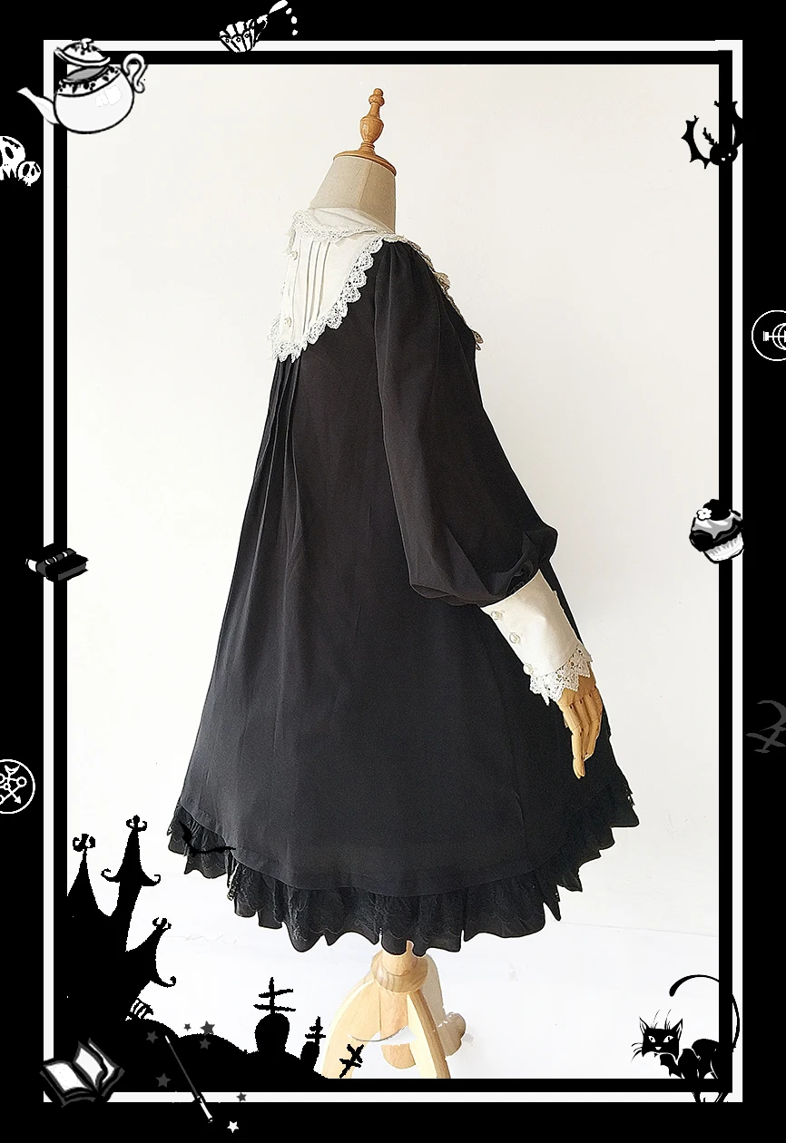 Платье кукла с длинным рукавом фонариком и воротником Питер Пен|Платья в стиле