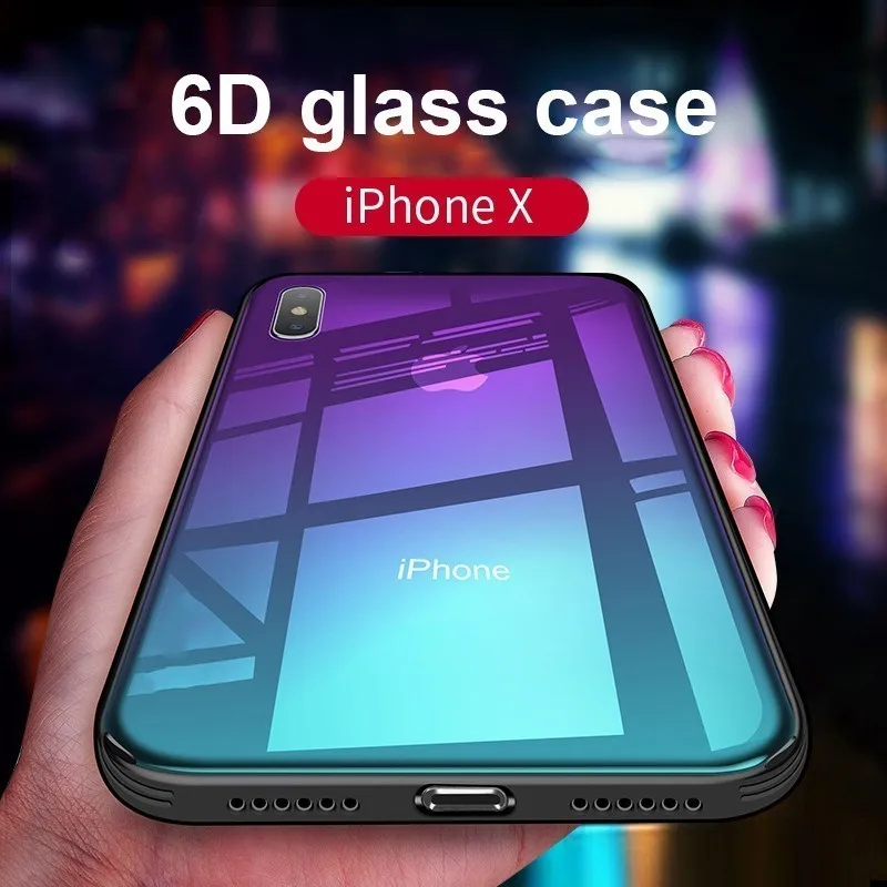 Роскошный брендовый чехол для Iphone 7 XS Max XR 6S 8 6 Plus градиентная закаленная задняя