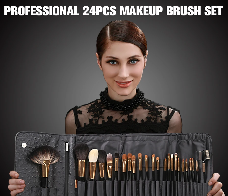 ZOREYA Brand 24pcs Professional Makeup Brushes High Quality Synthetic Hair Make Up Brush Set Powder Concealer Cosmetic Tools