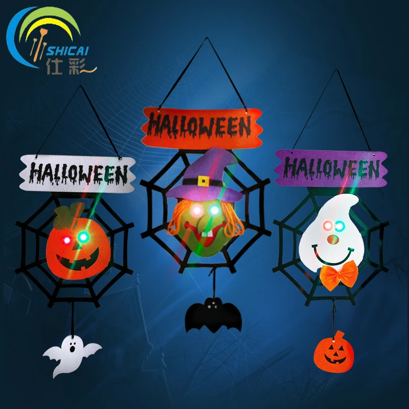 

Подвесной знак Добро пожаловать для двери со светодиодной подсветкой Хэллоуин украшение Cobeweb с тыквой Ведьма призрак для бара дома партии т...