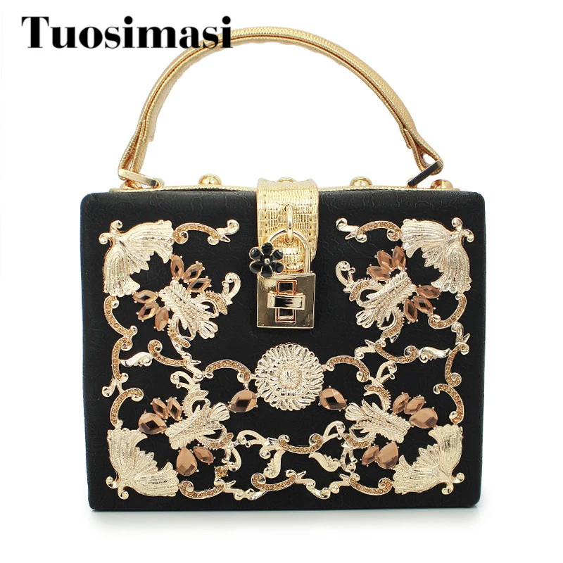 

gold diamond Ballot lock luxury handbag evening bag clutch party purse women bag(C028)