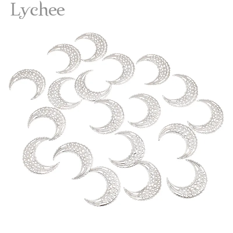 Lychee Life 20 шт. металлические филигранные цветы в форме Луны полые украшения для
