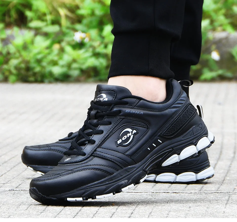 BONA/ мужские летние повседневные кроссовки для бега; кожаные кроссовки; Zapatillas; спортивная обувь; мужские Прогулочные кроссовки; удобные мужские кроссовки