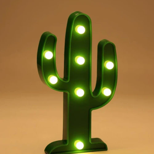 Cactus Милый светодиодный ночник на батарейках с изображением единорога, знак шатра, кактус, звезда, снежинка, настенный светильник, праздничный Декор - Испускаемый цвет: Cactus