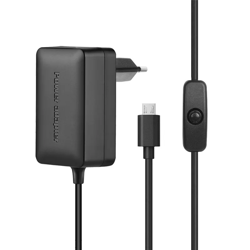 Raspberry Pi 3 Модель B/B + плюс Питание 5 В 3A с переключатель совместим 2.5A 2A 1.5A 1A зарядки AC