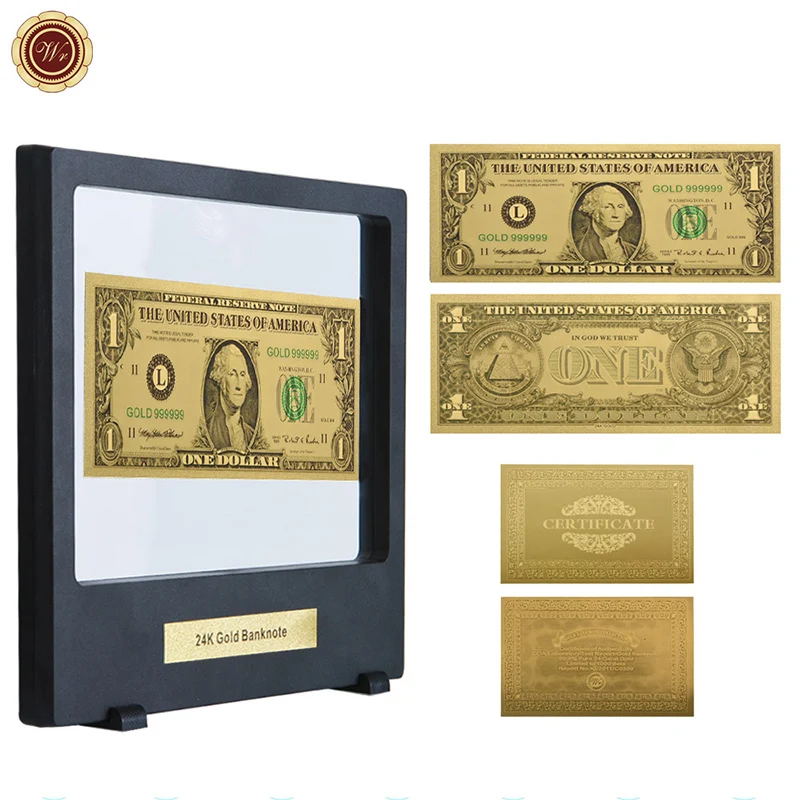 WR 24k золото фольга бумага мира деньги уникальный один доллар валюты купюр