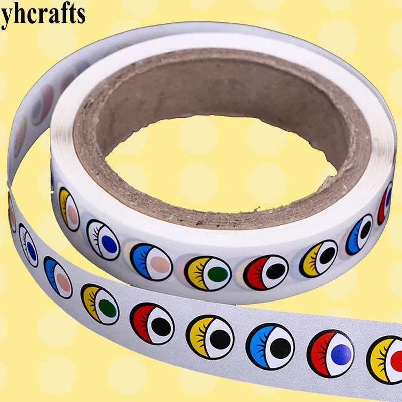 1 рулон (1000 шт.)/партия разноцветные Стикеры для глаз 4 6 см в рулоне материал