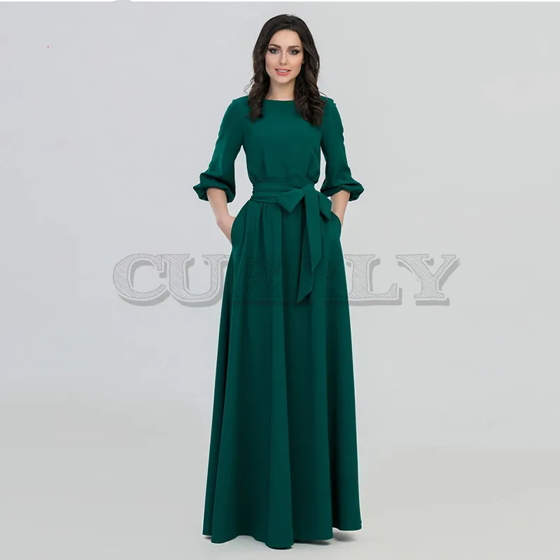 Милое весенне-летнее женское длинное богемное пляжное платье с круглым вырезом