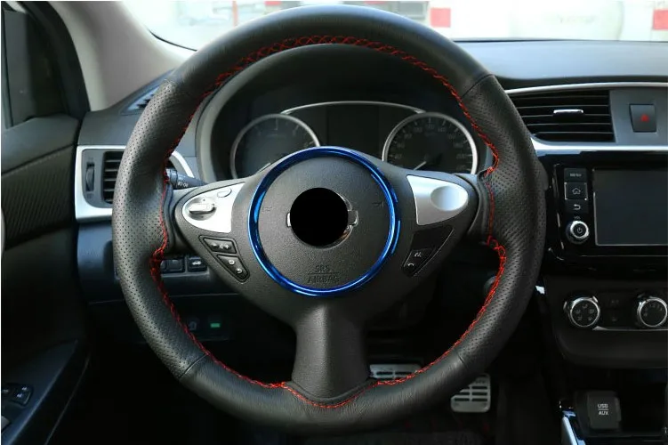 Для Nissan Sentra 2013- крышка рулевого колеса Модификация Специальный первый слой кожа ручная швейная ручка рулевого колеса