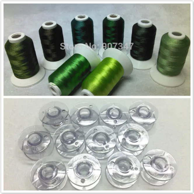 Simthread зеленая серия полиэстер компьютерная машина вышивка нить 500 м * 8 + 12 шт