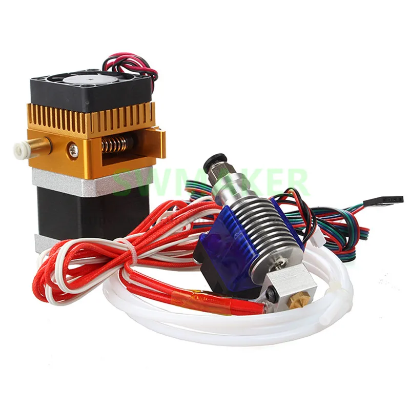 SWMAKER 3D printer accessories MK8 V6 remote head extruder suite kit 12V/24V , 0.4mm nozzle , with cooling fan ,1 meter tube