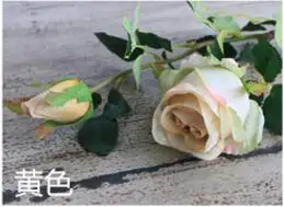 yellow roses Высокая имитация длинных стеблей 2 головки шелковые розы поддельные декоративные розы искусственные розы шелковые цветы 10 шт./лот - Цвет: yellow roses