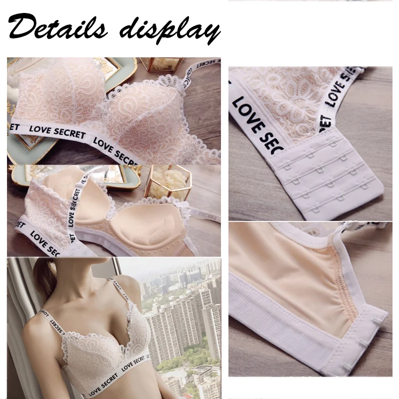 Пикантные кружевные бюстгальтеры для женщин цветочный белье Push Up Bra утепленные 3/4