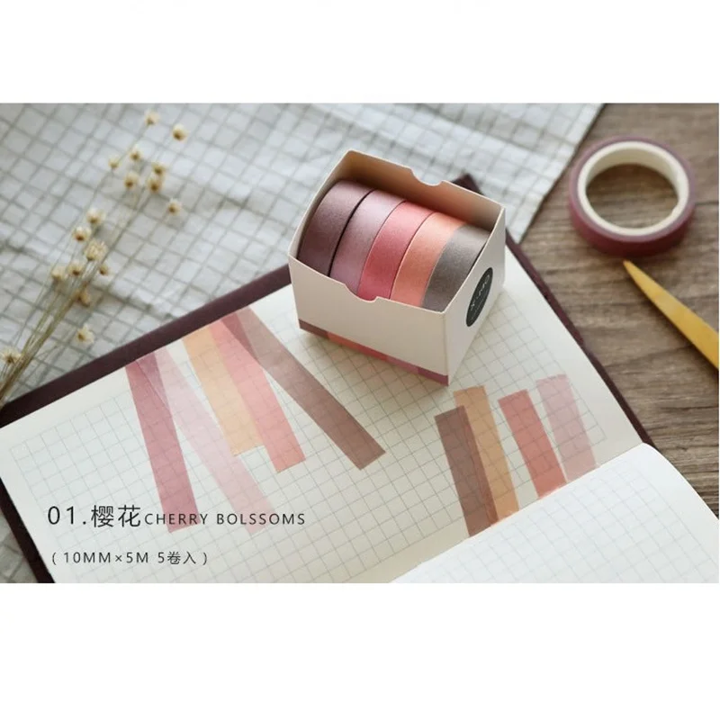 5 шт. чистый цвет бумаги набор маскировочной клейкой ленты вишня в цвету осенние