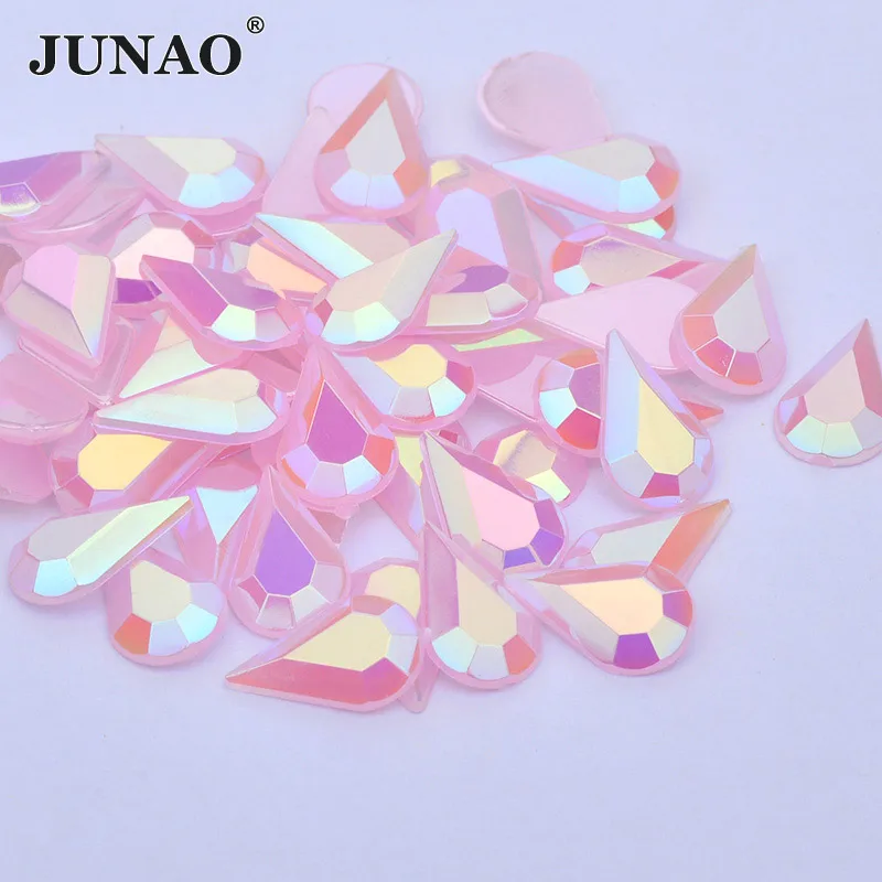 JUNAO 5*8 мм 8*13 розовые кристаллы AB искусственные акриловые для ногтей без горячей