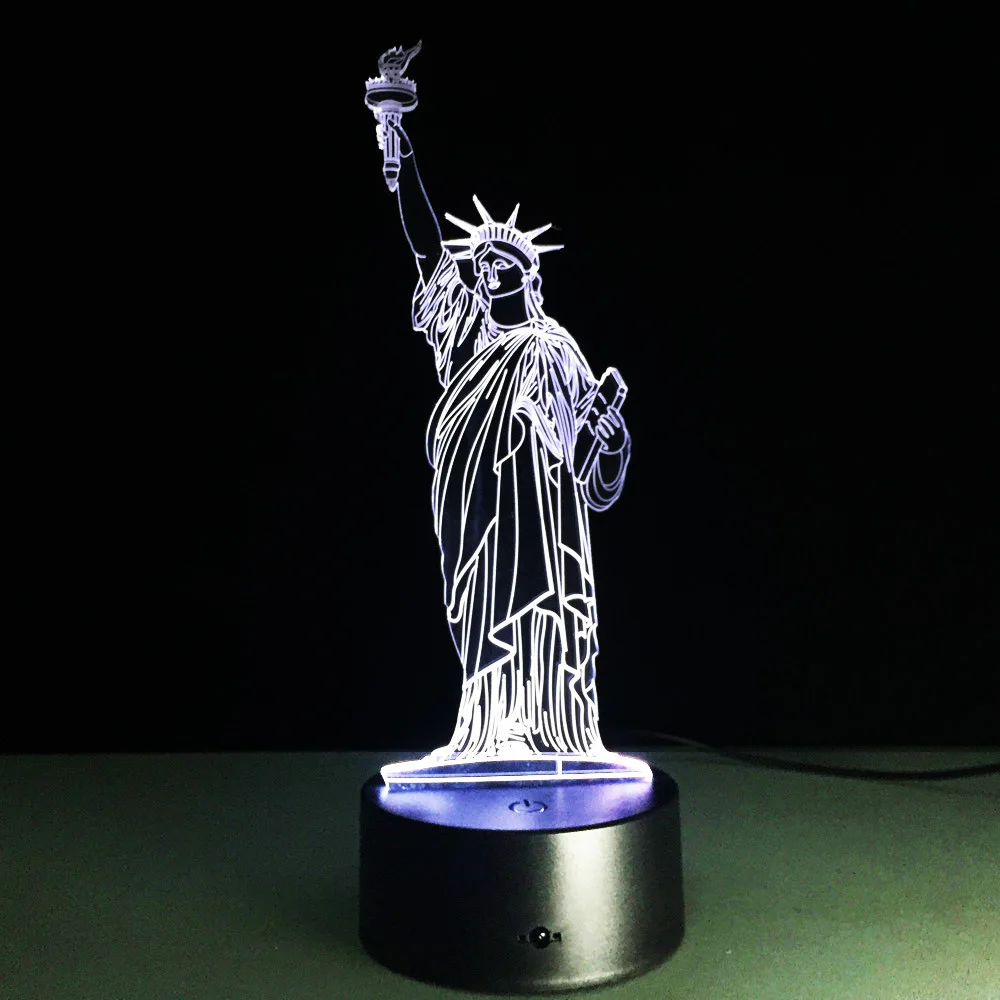 Декор для статуи Свободы 3D лампа светодиодный USB креативный светильник изменение