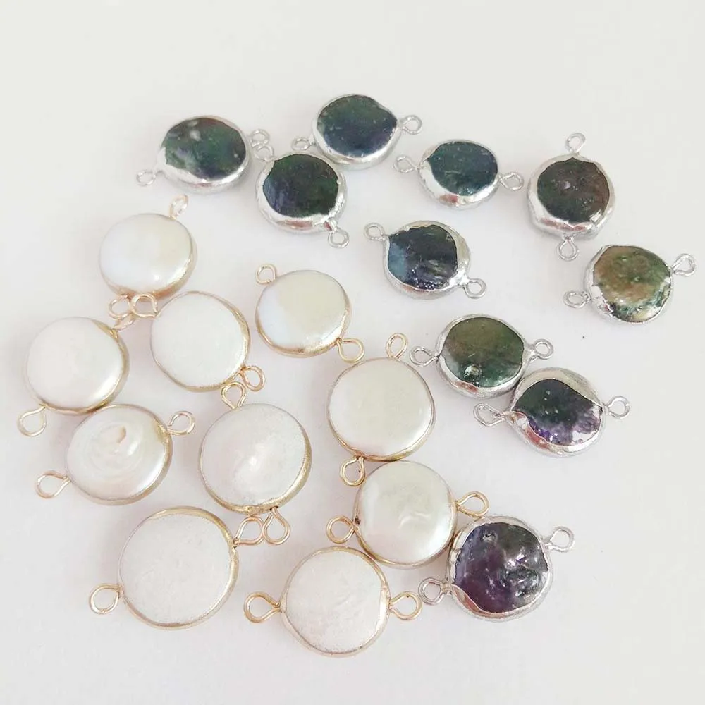 5 PCS /LOT 100% freshwater loose pearl with baroque coin shape 2 hanging DIY PEARL BEADS white and black COLORS | Украшения и