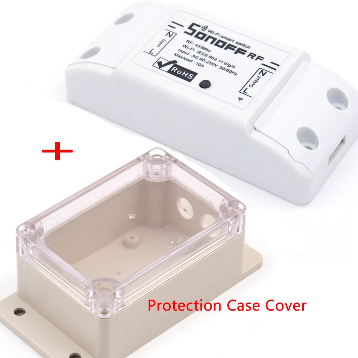 FR and Case Cover Sonoff RF WiFi умный переключатель для дома с радиочастотным приемником пульт дистанционного управления умные переключатели синхронизации 433 МГц RF AC 250 В 10A беспроводные управляющие устройства - Комплект: FR and Case Cover