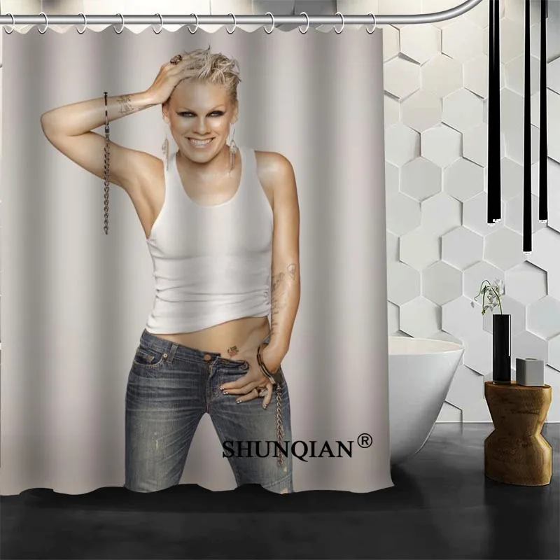 Новое поступление P!NK душ Шторы полиэстер ткань печати Ванная комната
